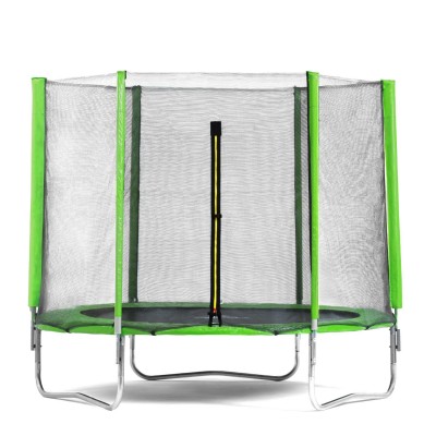 Батут DFC Trampoline Fitness с сеткой 14ft, зеленый